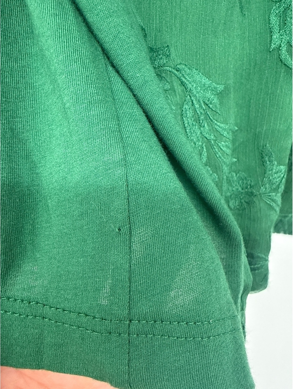 Anthropologie Tiny Green Embroidered V-Neck Blouse XS - Picture 4 of 6